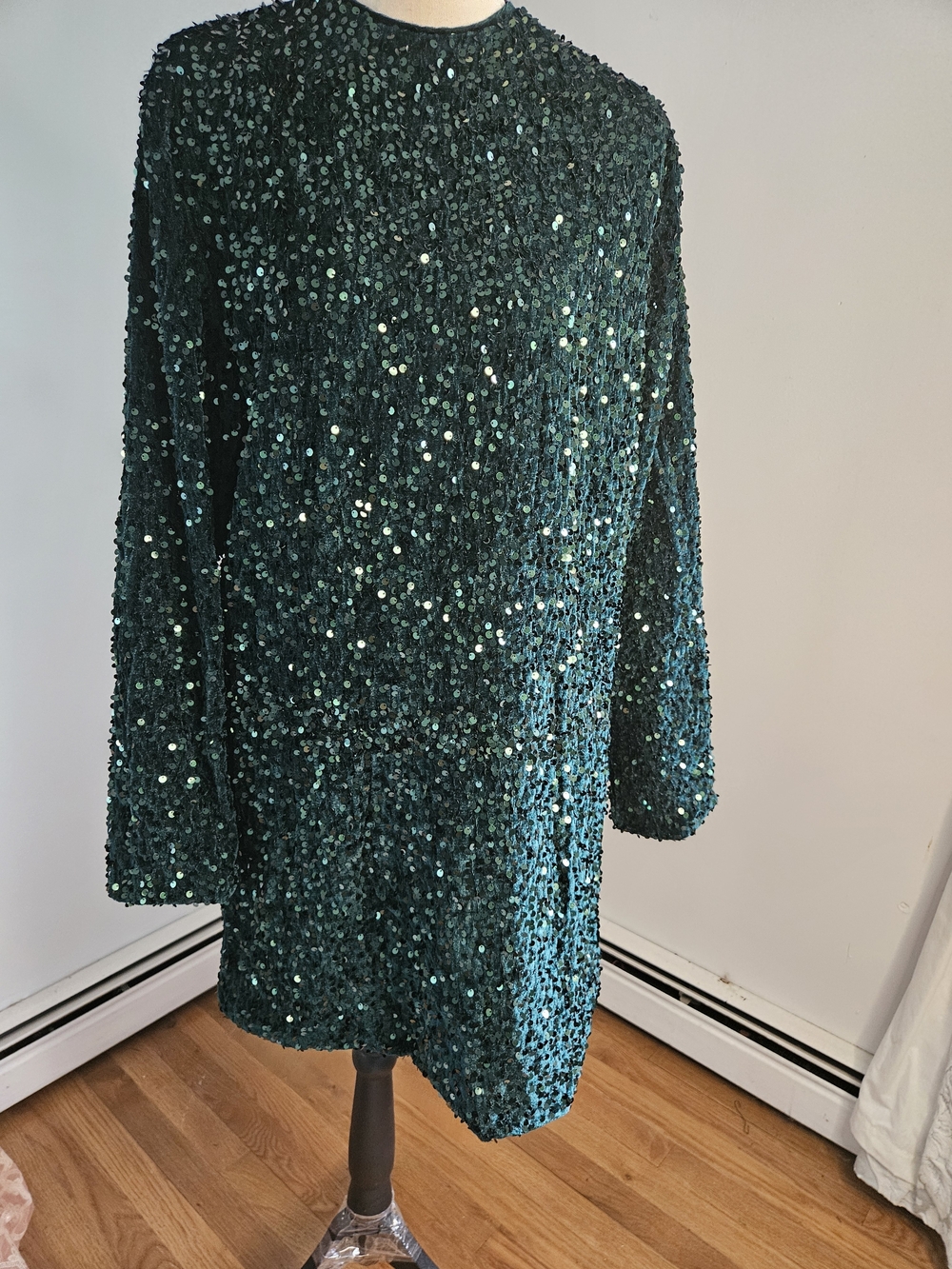Sparkling Green Sequin Shift Dress - Women's. Christmas Dress